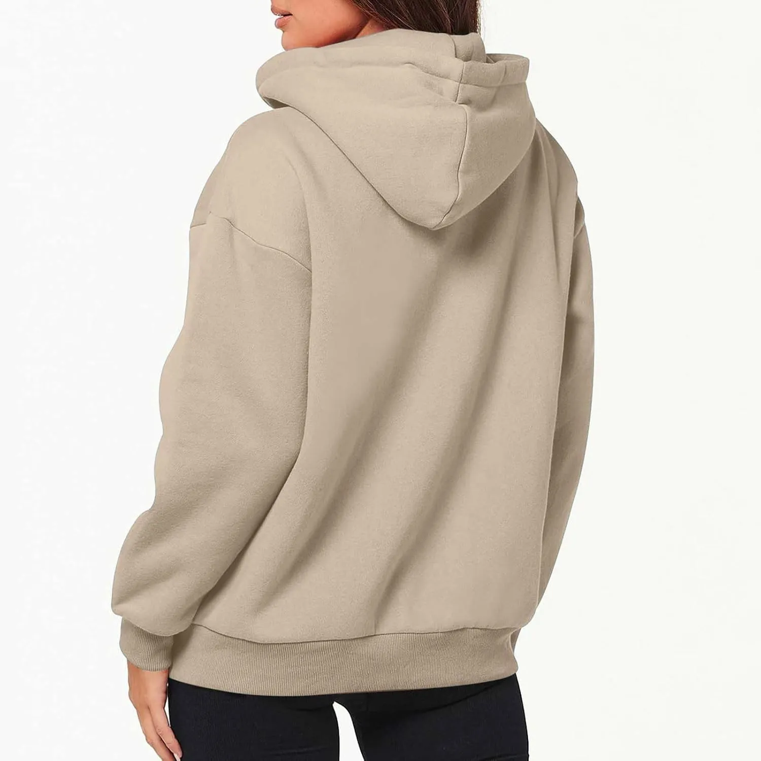JJHAEVDY Zip Up Hoodie Women Solid Drawstring Sweatshirts Fall Outwear Jacket Hooded Coat Sports Activewear Pocket