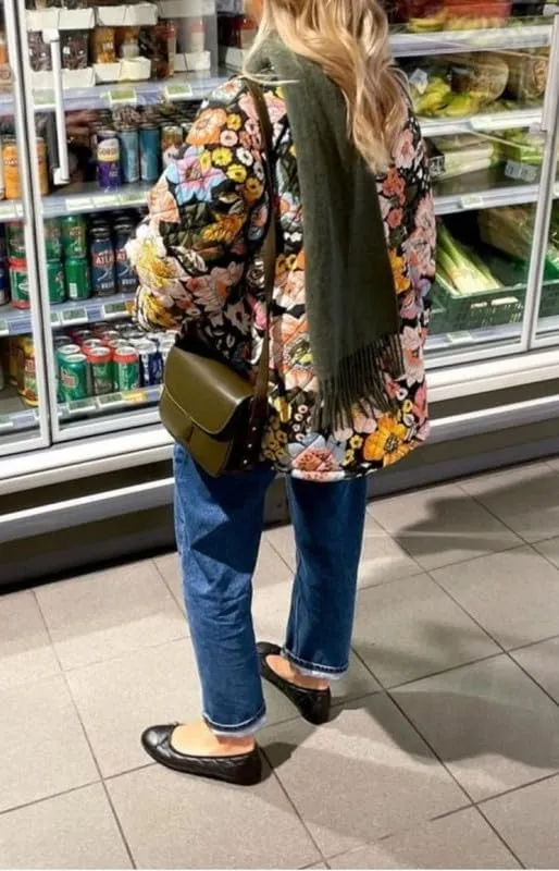 Juakoso Women Floral Print Cropped Quilted Jacket Cardigan Vintage Open Front Padded Puffler Coat Lightweight Casual Outwear