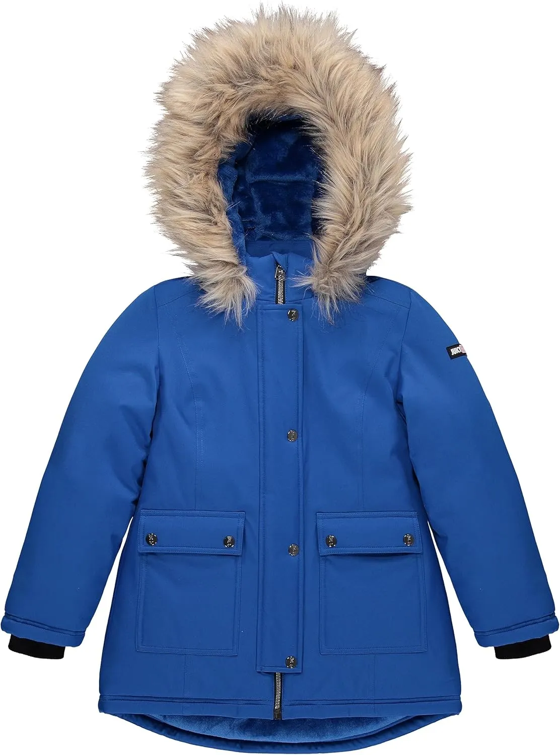Juicy Couture Girls Coat, Faux Fur Hooded Winter Jacket, Warm Padded Parka Hoodie, Kids Heavyweight Winter Coat