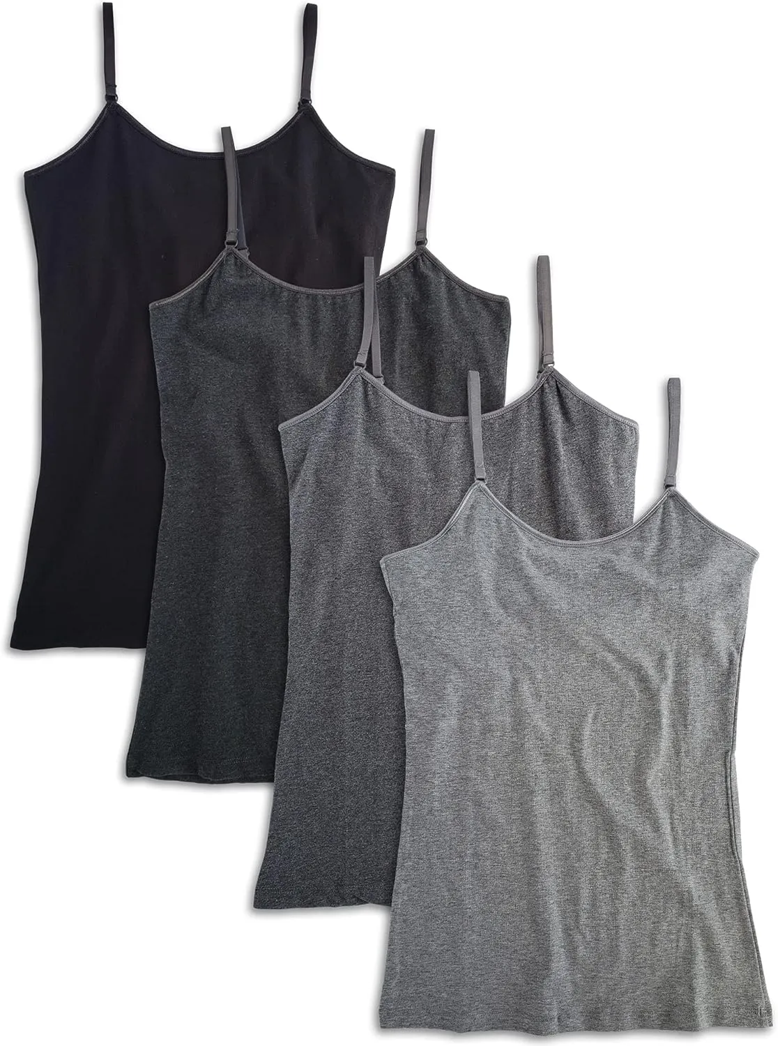 Kalon Women's 4-Pack Shelf Bra Tank Top Camisole Classic Spaghetti Strap