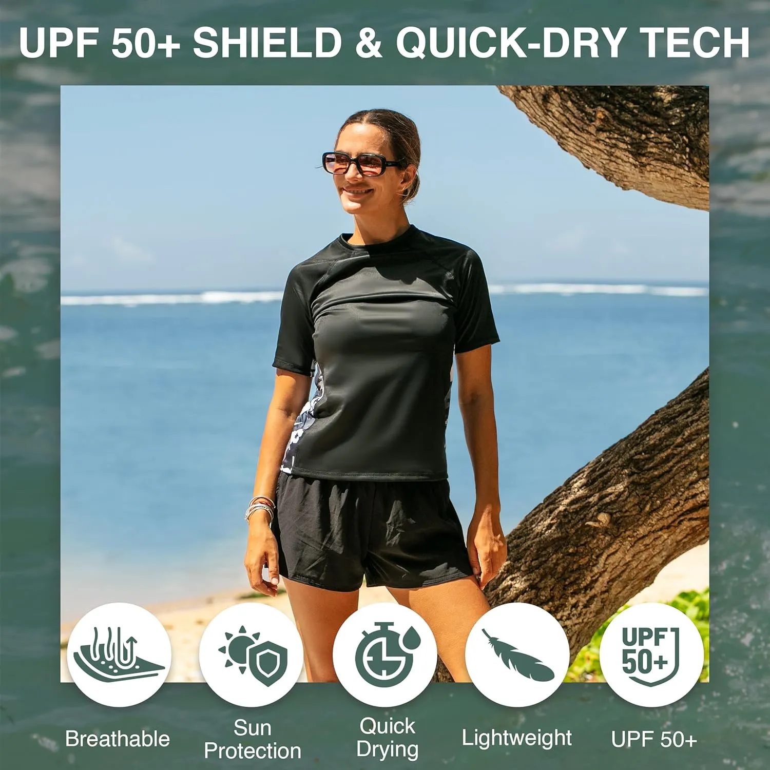 Kanu Surf Women's Breeze UPF 50 Short Sleeved Active Rashguard & Workout Top