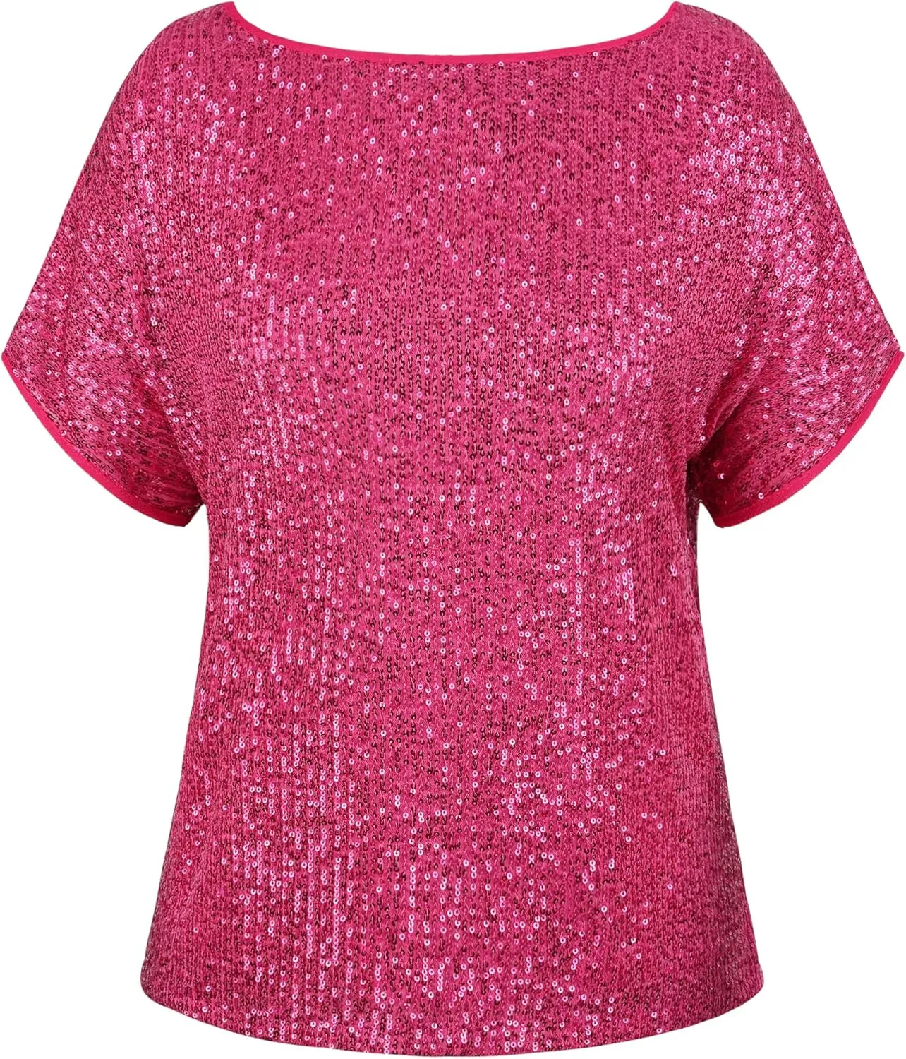 kayamiya Women's Sparkly Sequin Top Batwing Sleeve Glitter Party Shirts Blouse Dressy Tops