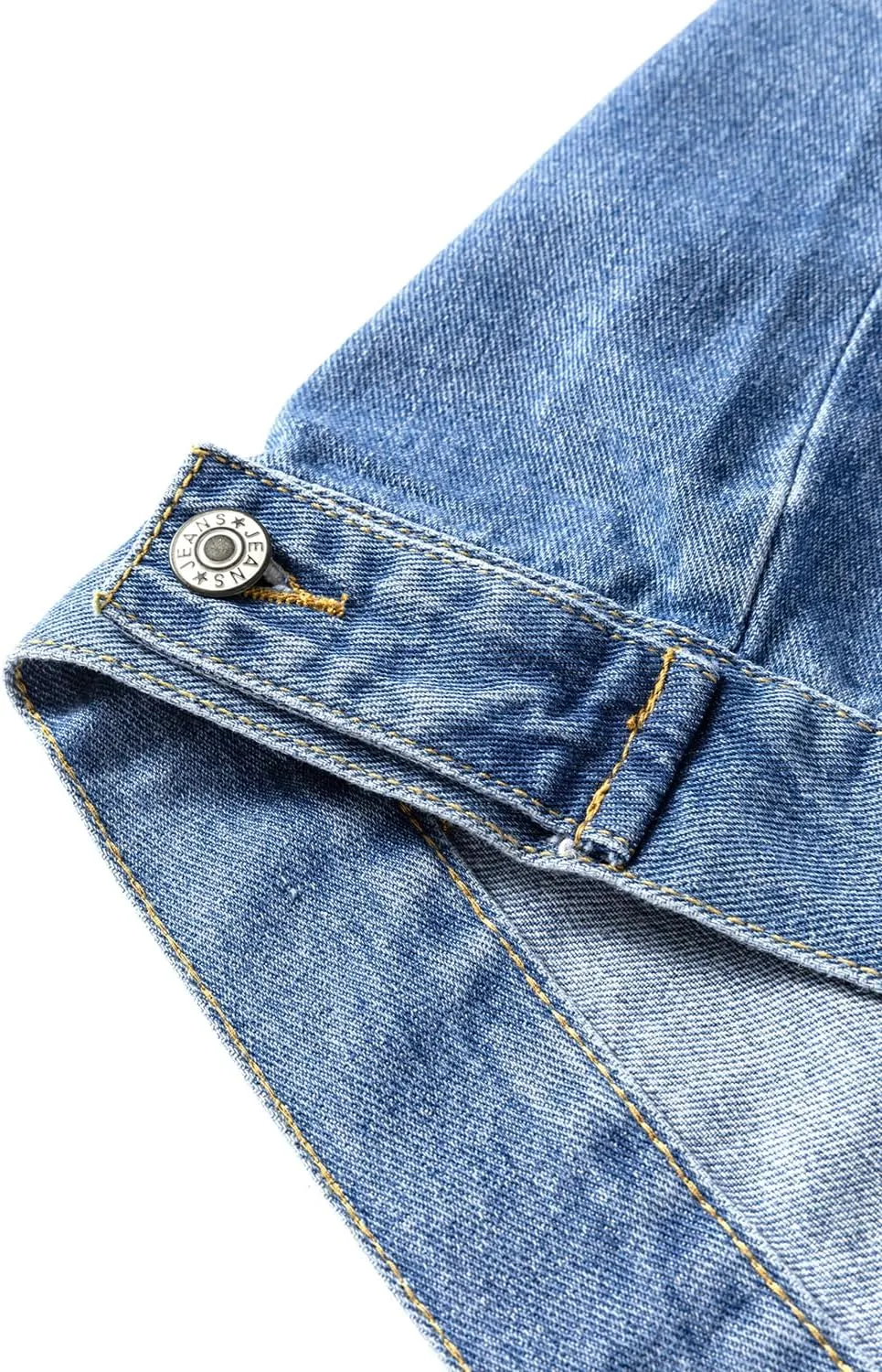 KevaMolly Womens Denim Jacket Long Sleeve Washed Oversize Pocketed Denim Jacket Pocket Casual Daily Coat