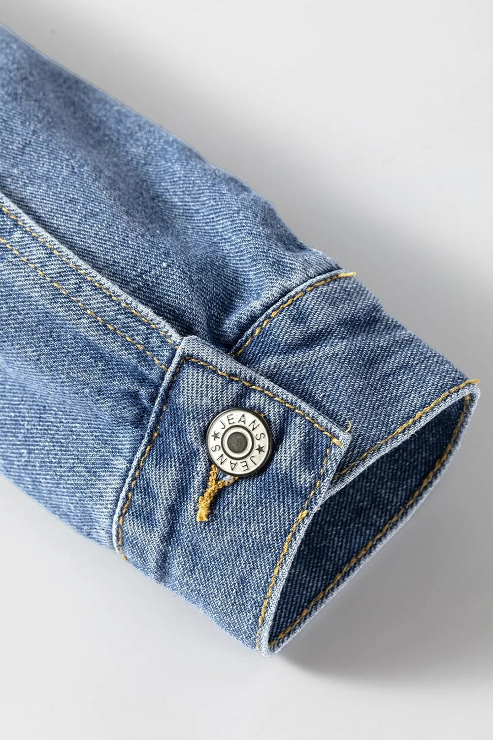KevaMolly Womens Denim Jacket Long Sleeve Washed Oversize Pocketed Denim Jacket Pocket Casual Daily Coat