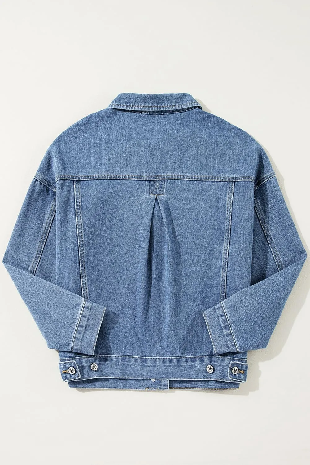 KevaMolly Womens Denim Jacket Long Sleeve Washed Oversize Pocketed Denim Jacket Pocket Casual Daily Coat