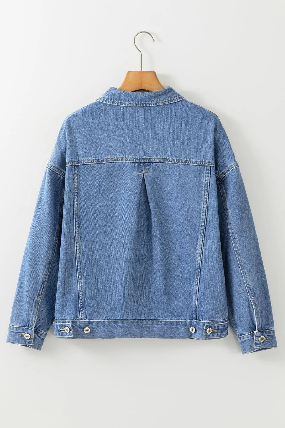 KevaMolly Womens Denim Jacket Long Sleeve Washed Oversize Pocketed Denim Jacket Pocket Casual Daily Coat