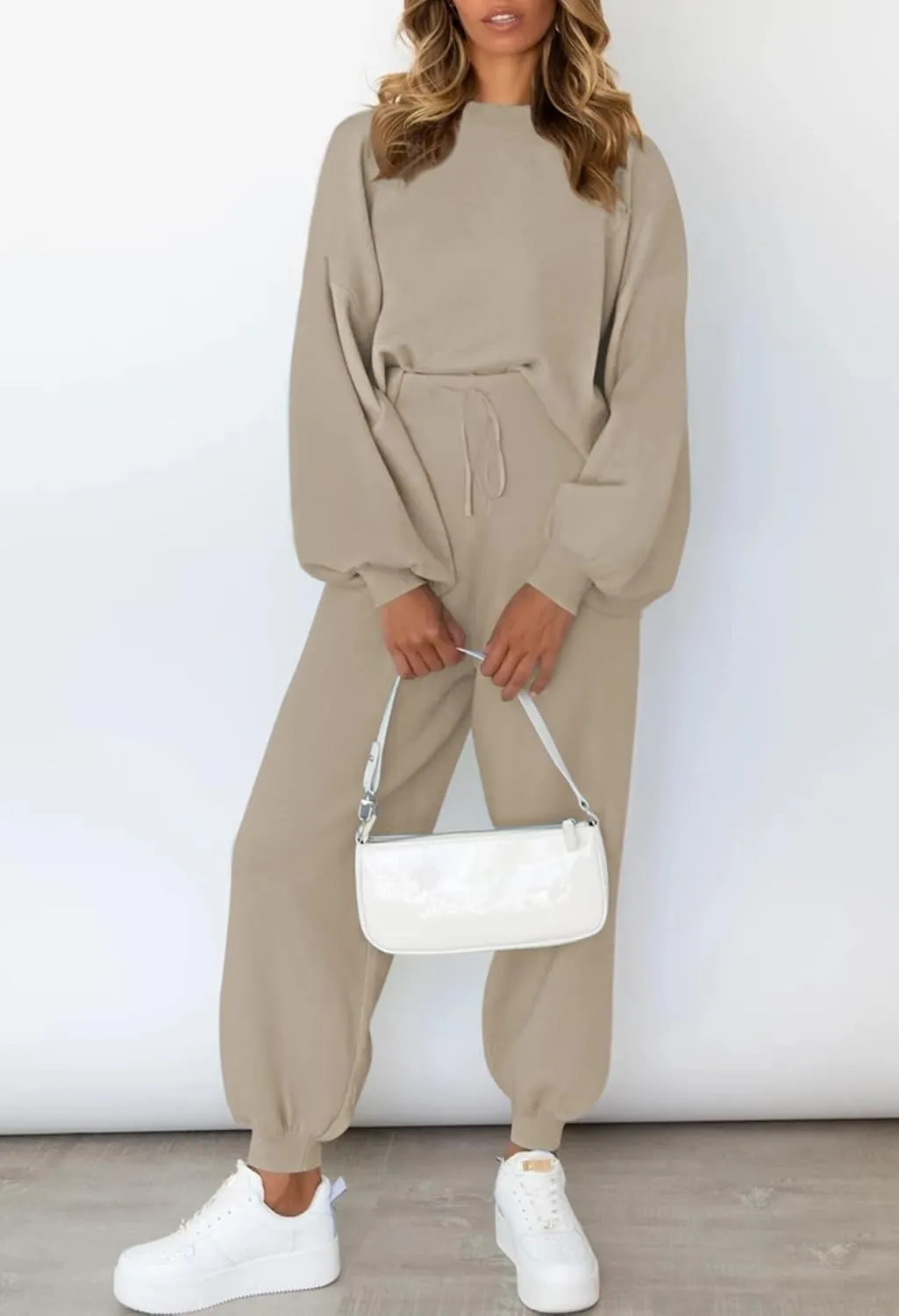 Kisscynest Women's 2 Piece Outfits Sweater Set Casual Crewneck Knit Pullover Top Jogger Pants Lounge Set Sweatsuit