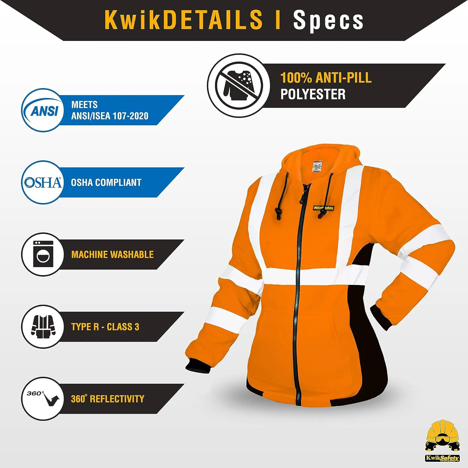 KwikSafety - Charlotte, NC - Women's Fleece Safety Hoodie | PPE Hi Vis Reflective Jackets