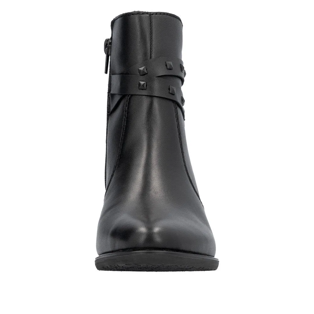 Ladies Rieker Boot Black Leather Zip Y2059-00 sale