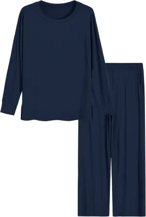 Latuza Women's Petite Pajama Set Viscose Petite Length Tunic Top Wide Leg Pants