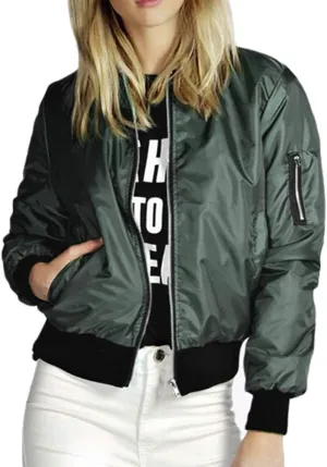 Lavnis Women's Lightweight Bomber Jacket Casual Long Sleeve Fall Coat Zip Up Outerwear Windbreaker