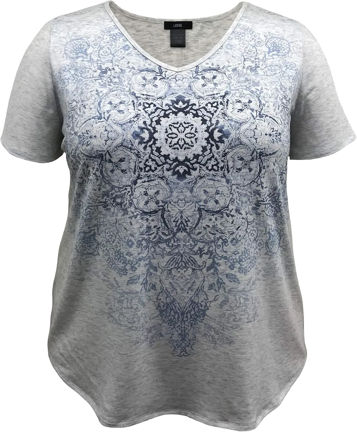 LEEBE Women and Plus Size Short Sleeve Print Top II (Small-5X)