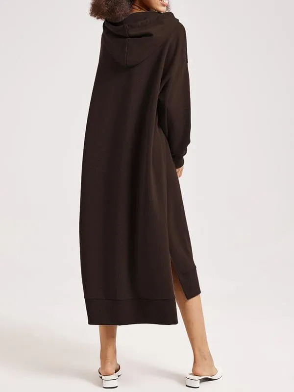 Les umes Womens Long Sleeve Pullover Hoodie Dress Side Split Hooded Oversized Sweatshirt Dress with Pockets