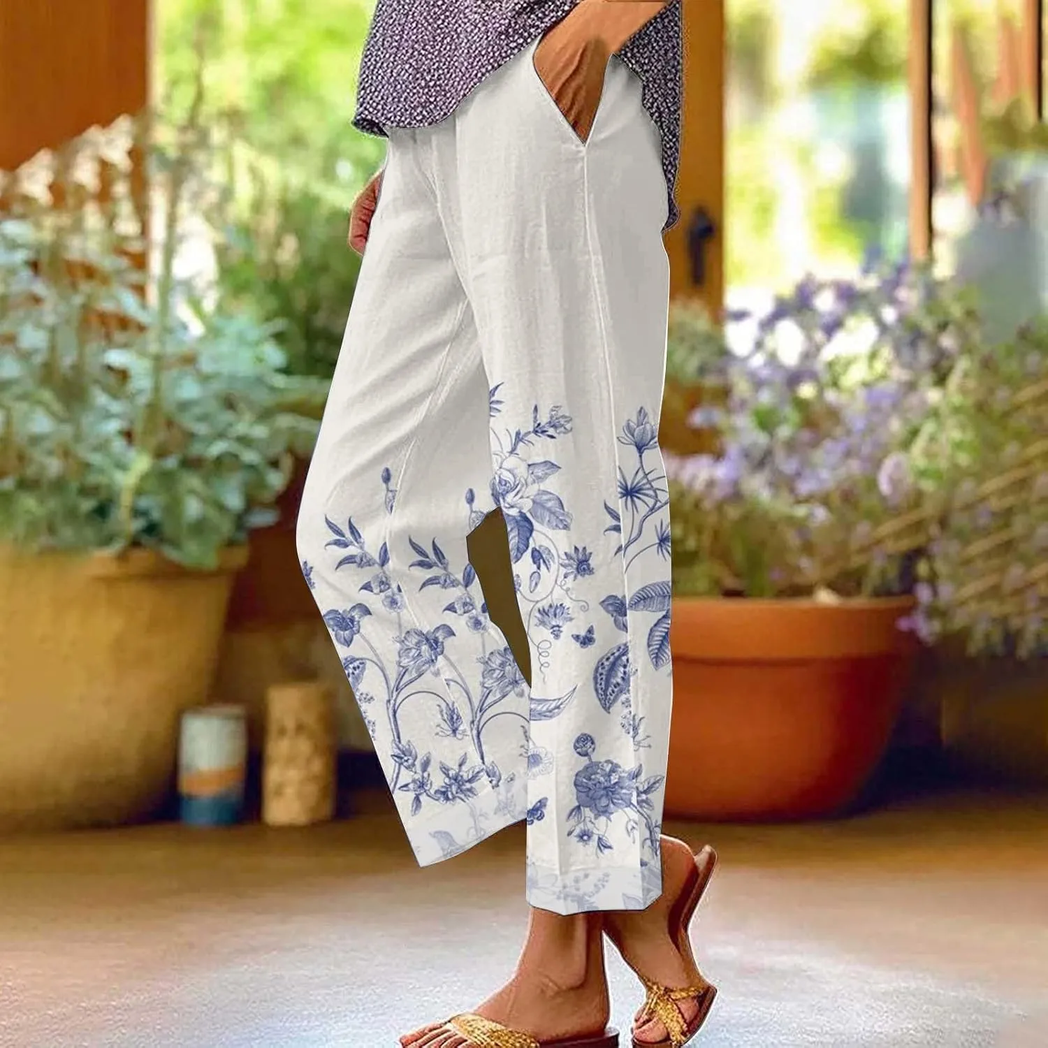 Linen Pants Women Tall Loose Pocket Patchwork Casual Cotton and Linen Pants Cotton Linen Pants Women 2024 Cotton