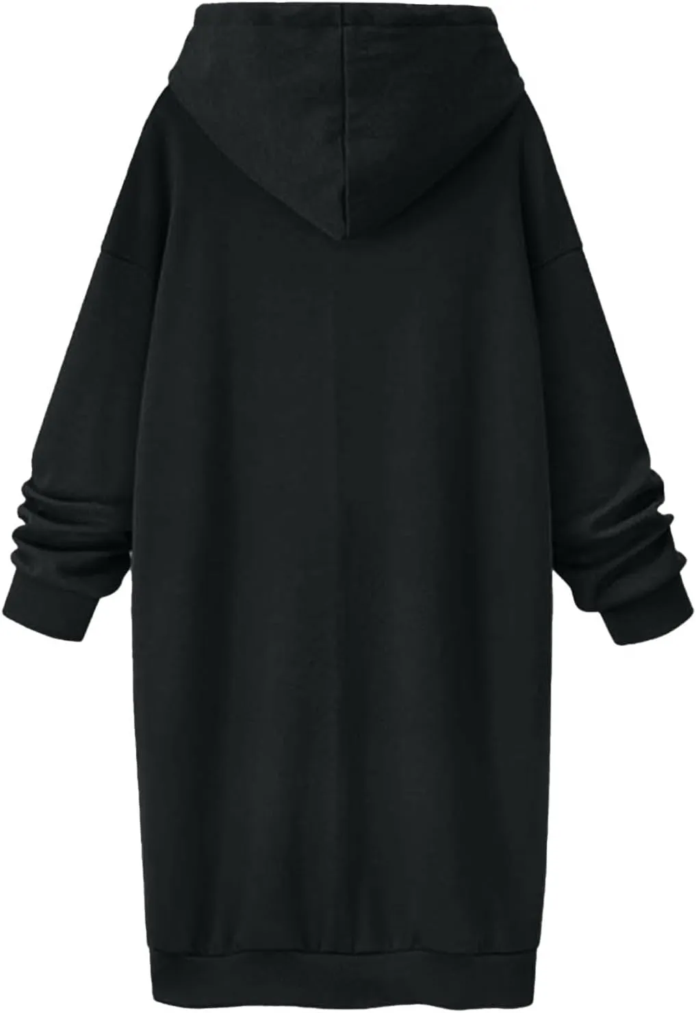 Long Hoodies for Women Oversize Longline Pullover Sweatshirt Split Hem Drawstring Hoodie Dress with Kangaroo Pocket
