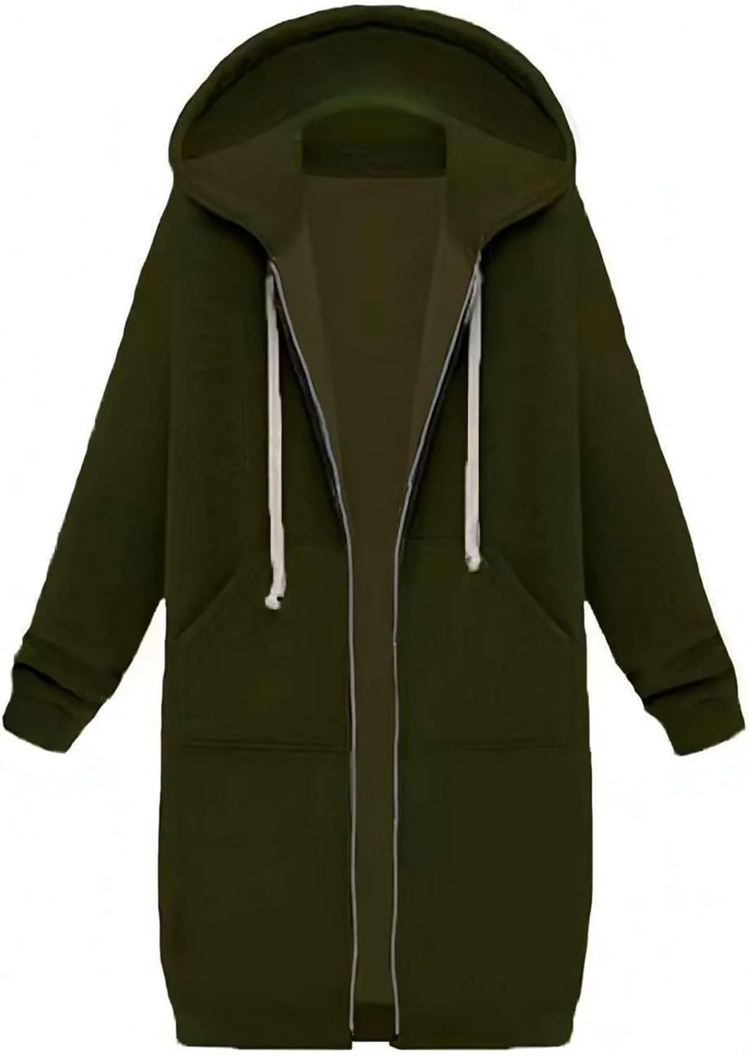 Long Zipper Hoodies for Women Long Sleeve Fall Oversized Sweatshirts Fleece Y2K Jacket with Pockets Fashion Clothes