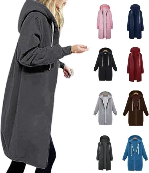 Long Zipper Hoodies for Women Long Sleeve Fall Oversized Sweatshirts Fleece Y2K Jacket with Pockets Fashion Clothes