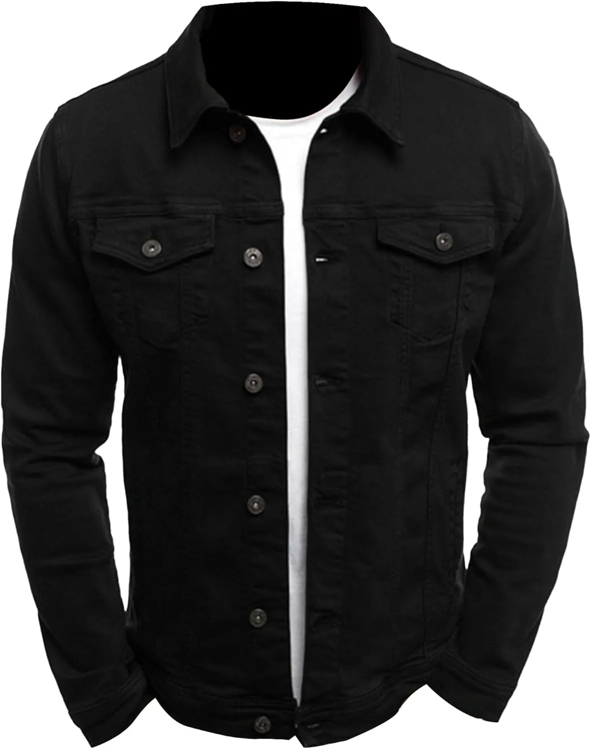 Maiyifu-GJ Mens Distressed Denim Jacket Casual Slim Fit Jean Jacket Button Front Washed Jean Trucker Jacket