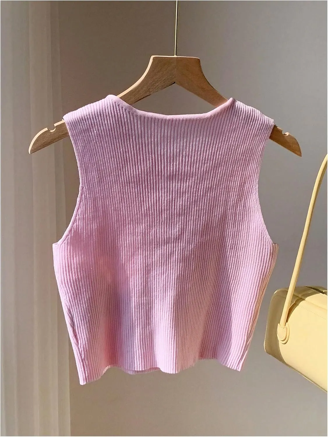 MakeMeChic Women's Bow Knot Sweater Vest Crew Neck Sleeveless Knit Vest Top
