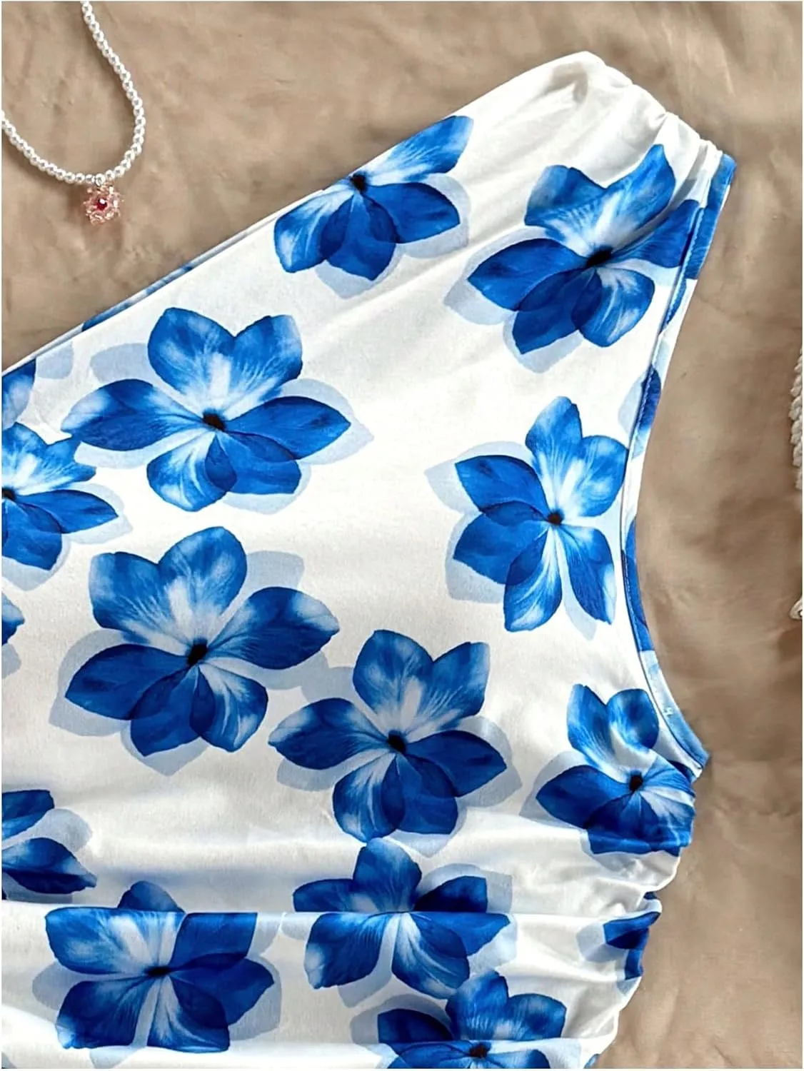 MakeMeChic Women's Floral One Shoulder Tank Top Ruched Asymmetrical Sleeveless Y2k Tops