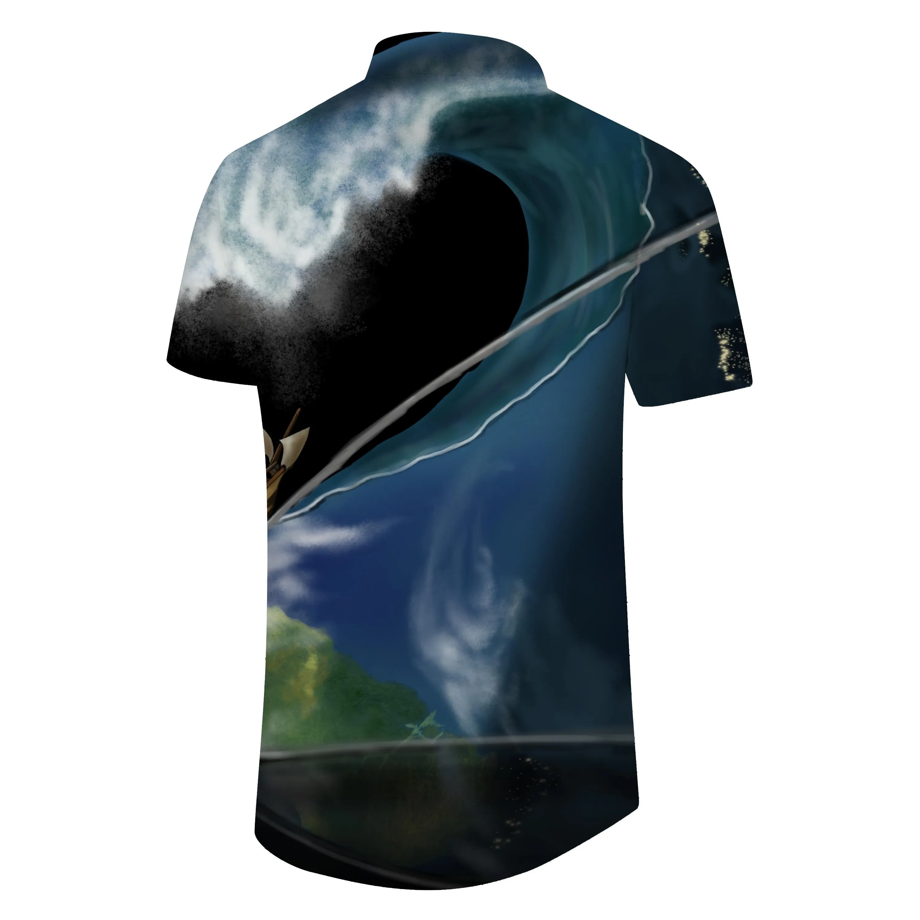 Map Abstract Print Hawaiian Shirt Mens Button Down Shirt Soft Polyester Fabric Heather