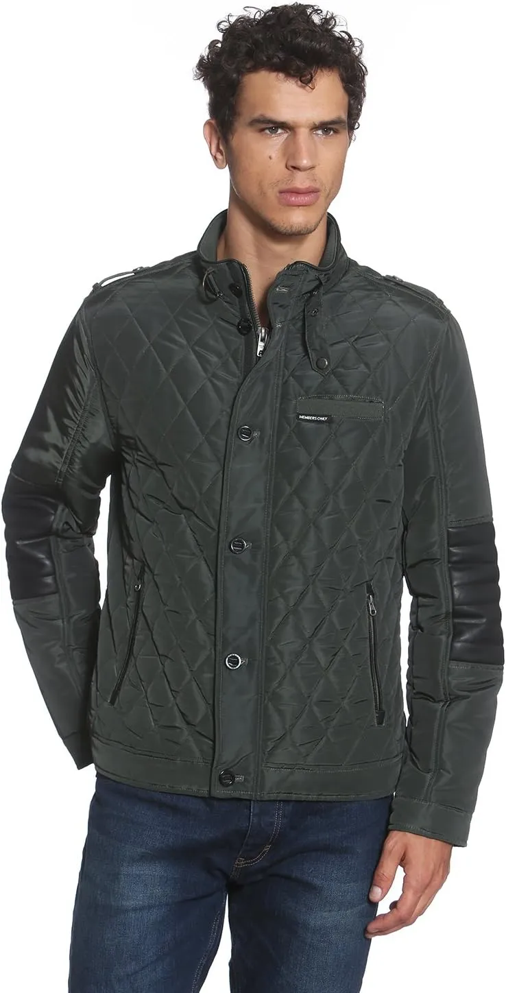 Members Only Belmont Men's Quilted Bomber Jacket | Men's Winter Diamond Quilted Outerwear