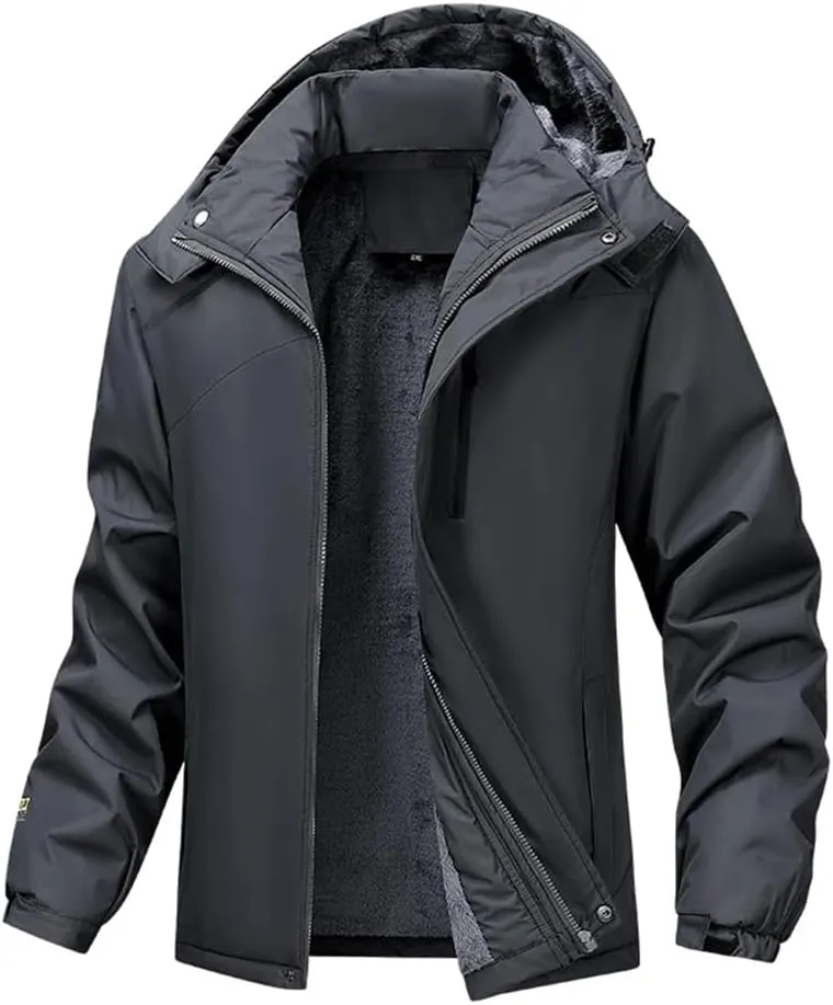 Men Casual Warm Cotton Padded Jacket Outdoor Thicken Hooded Puffer Coat Parkas