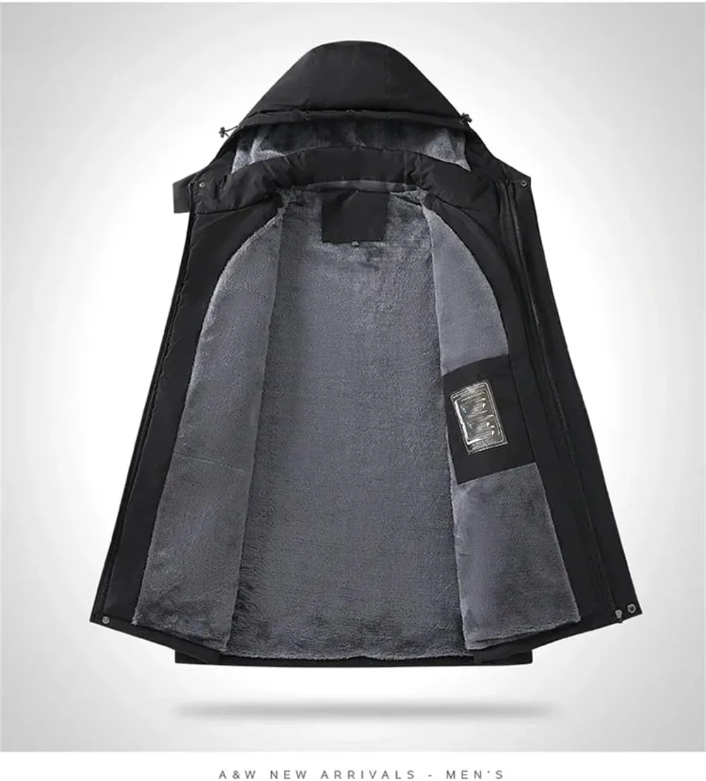 Men Casual Warm Cotton Padded Jacket Outdoor Thicken Hooded Puffer Coat Parkas