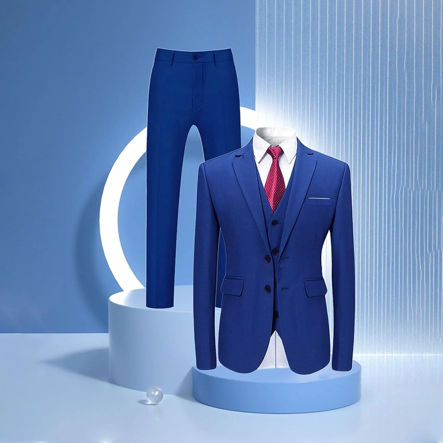 Mens 3 Piece Suit Dress Big and Tall Suit Slim Fit Balzer Jacket & Vest & Pants Set for Wedding Formal Prom Business