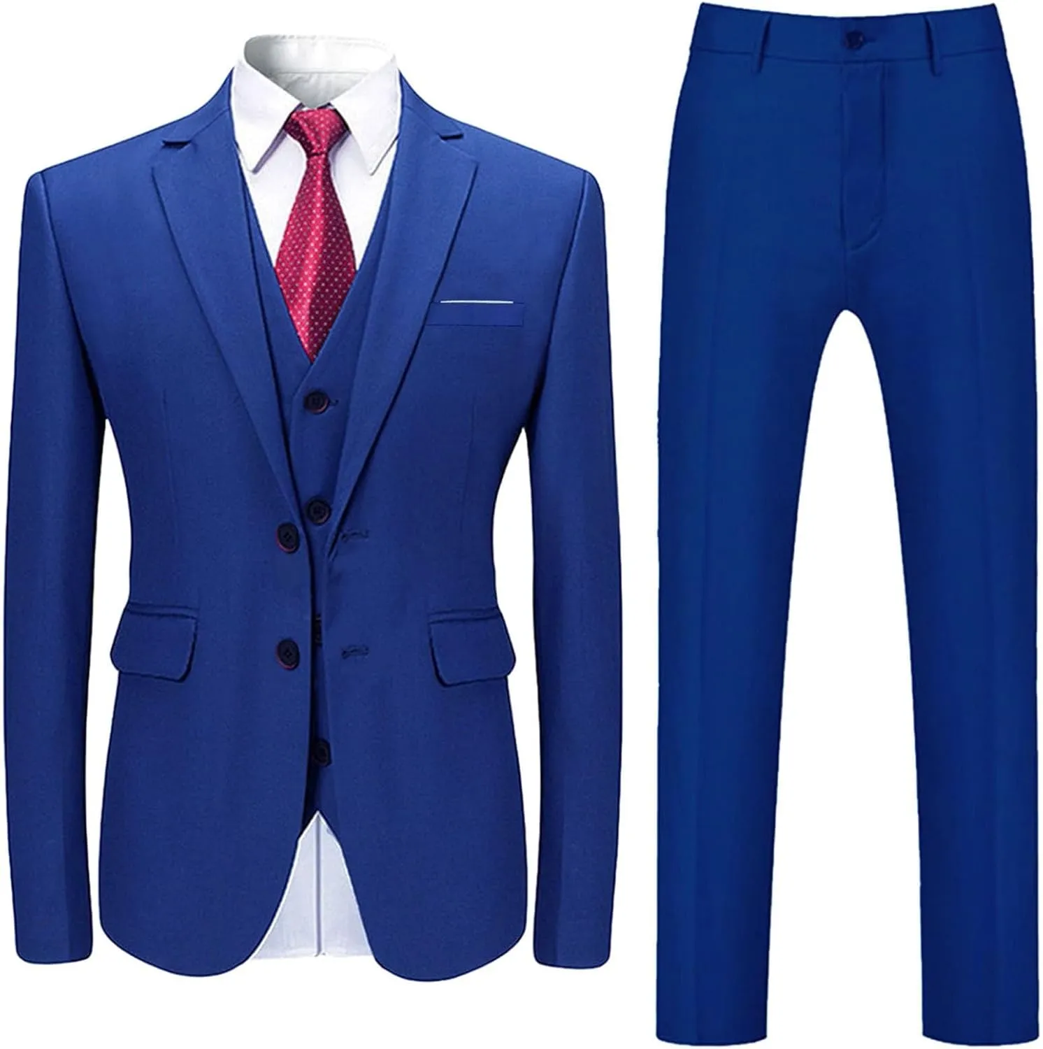 Mens 3 Piece Suit Dress Big and Tall Suit Slim Fit Balzer Jacket & Vest & Pants Set for Wedding Formal Prom Business