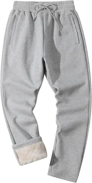 Mens Casual Cotton Sweatpants Drawstring Baggy Wide Straight Leg Sports Pants Outdoor Hiking Trousers
