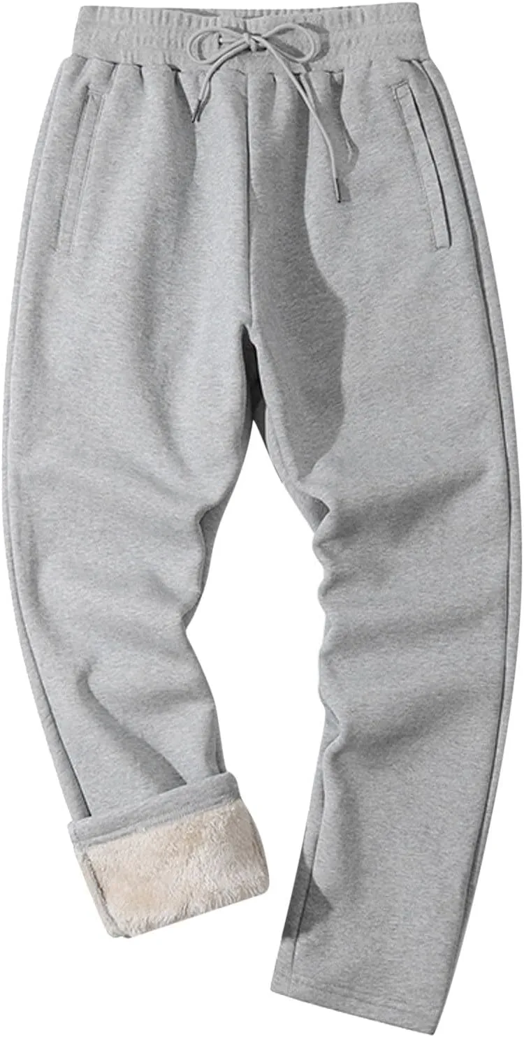 Mens Casual Cotton Sweatpants Drawstring Baggy Wide Straight Leg Sports Pants Outdoor Hiking Trousers