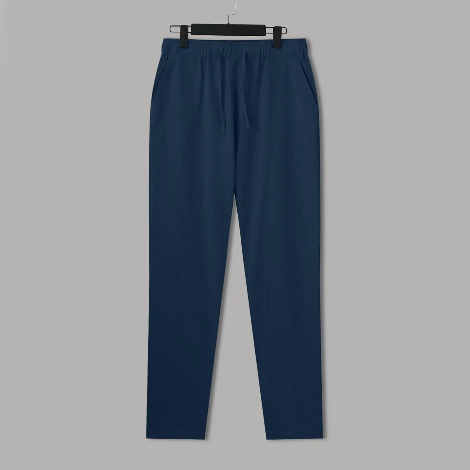 Men's Casual Linen Pants Loose Fit Elastic Drawstring Waist Straight Legs Summer Yoga Beach Long Pants 2024