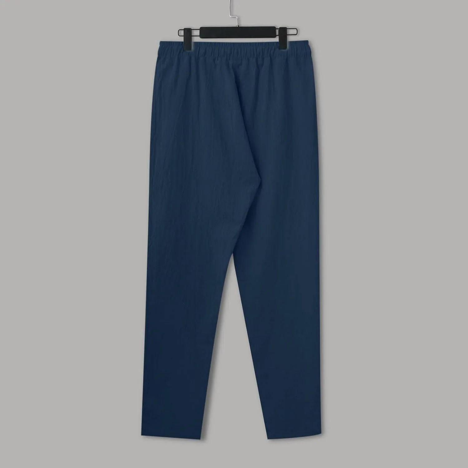 Men's Casual Linen Pants Loose Fit Elastic Drawstring Waist Straight Legs Summer Yoga Beach Long Pants 2024