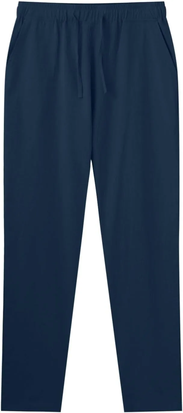 Men's Casual Linen Pants Loose Fit Elastic Drawstring Waist Straight Legs Summer Yoga Beach Long Pants 2024