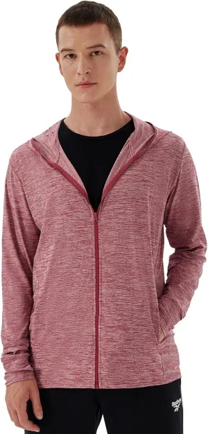 Men's Full Zip Workout Athletic Jackets Lightweight Running Jacket Breathable Hooded Jacket with Thumb Holes