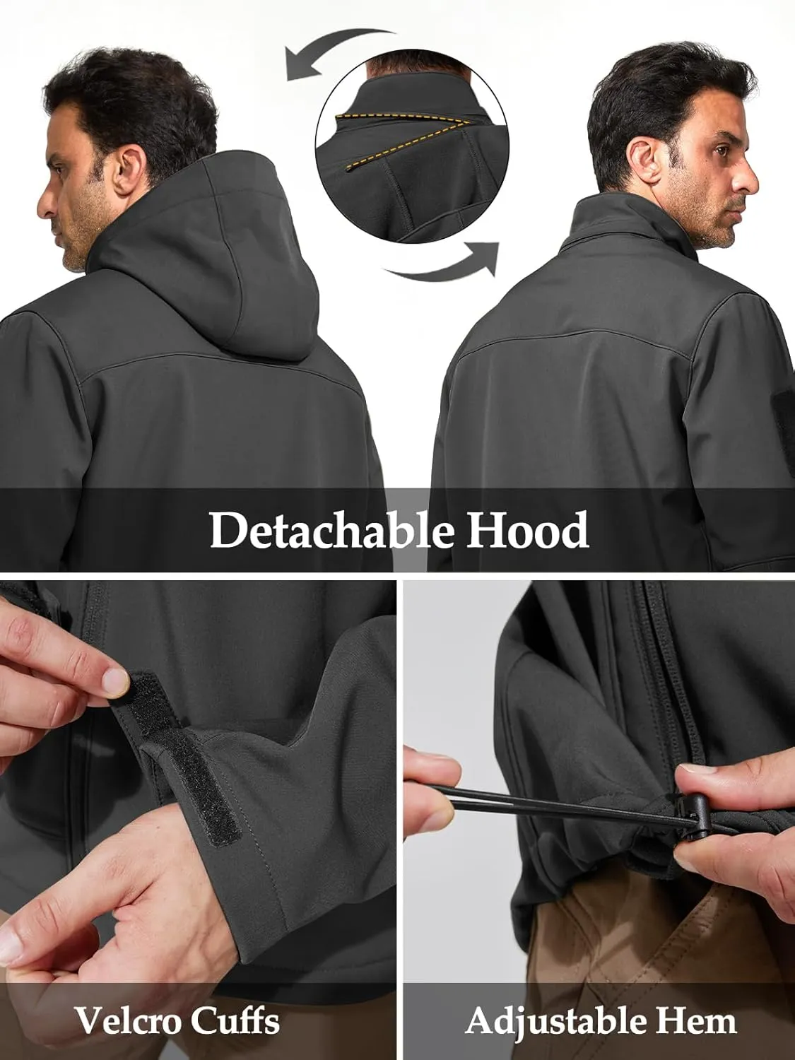 Mens Jacket Waterproof Hooded Coats Tactical Soft Shell Jackets for Men