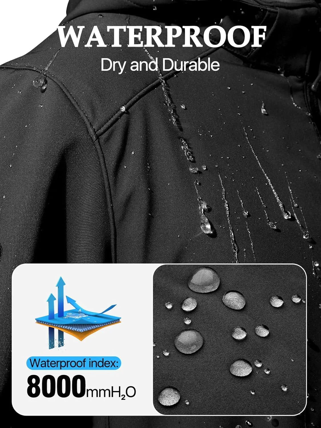Mens Jacket Waterproof Hooded Coats Tactical Soft Shell Jackets for Men
