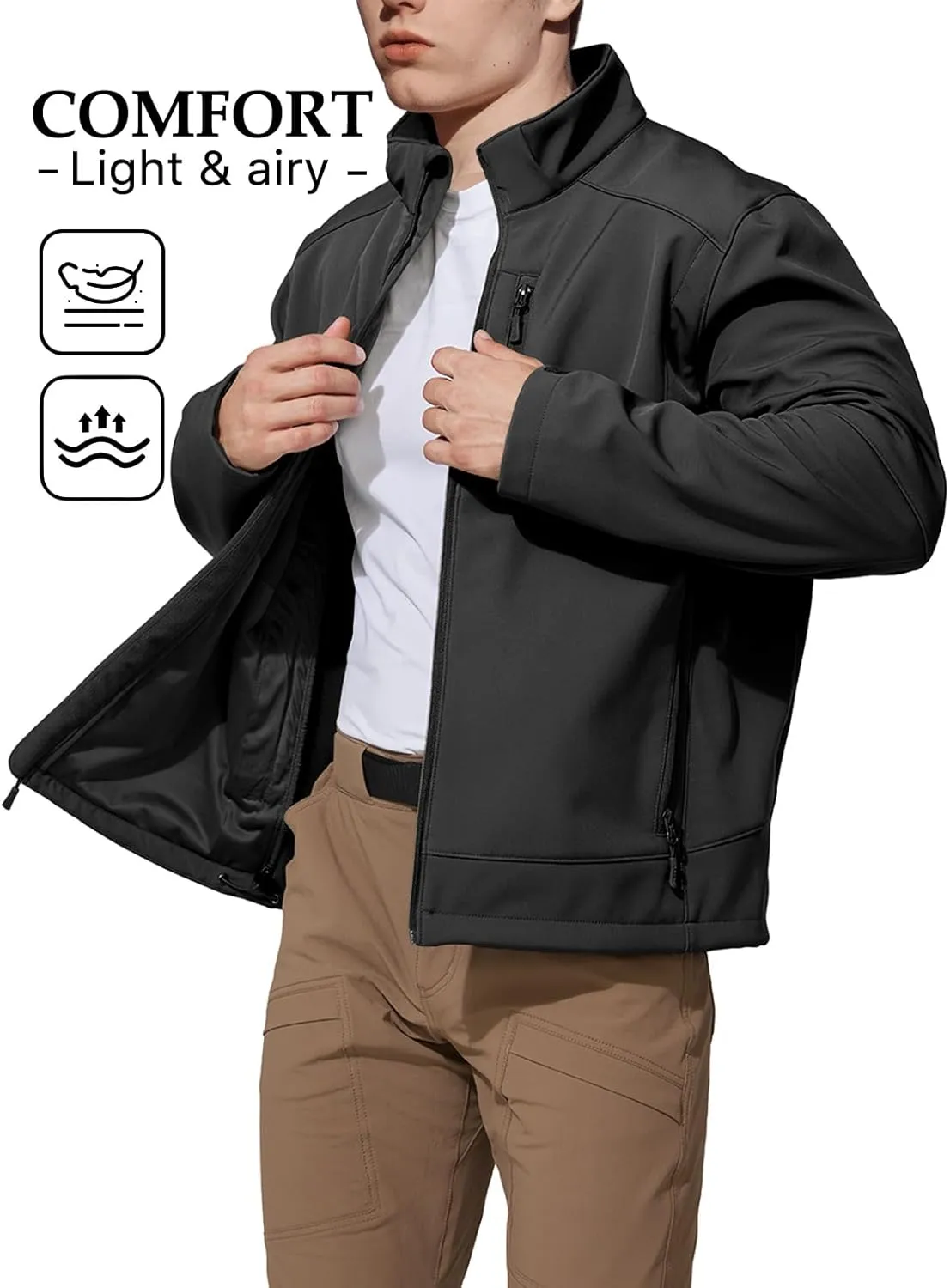Mens Jacket Waterproof Hooded Coats Tactical Soft Shell Jackets for Men