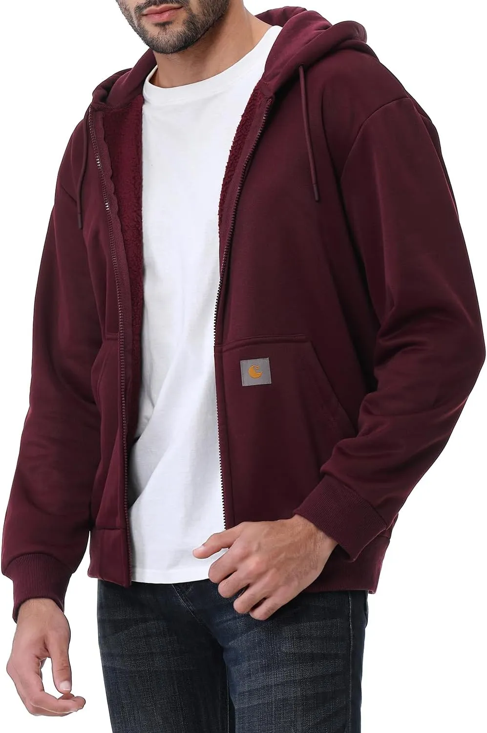 Men's Loose Fit Heavyweight Full Zip Fleece-Lined Hoodie Sweatshir