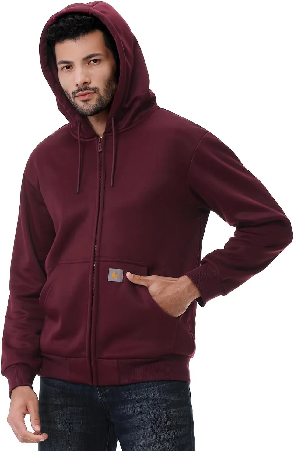 Men's Loose Fit Heavyweight Full Zip Fleece-Lined Hoodie Sweatshir