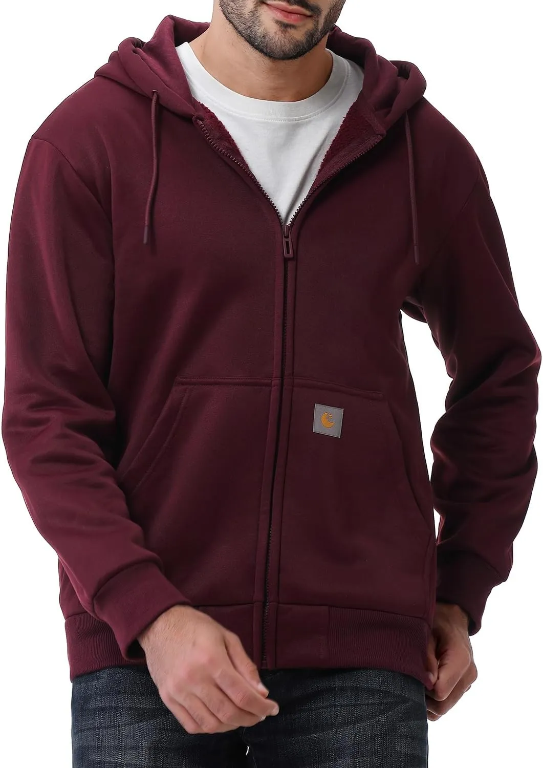 Men's Loose Fit Heavyweight Full Zip Fleece-Lined Hoodie Sweatshir