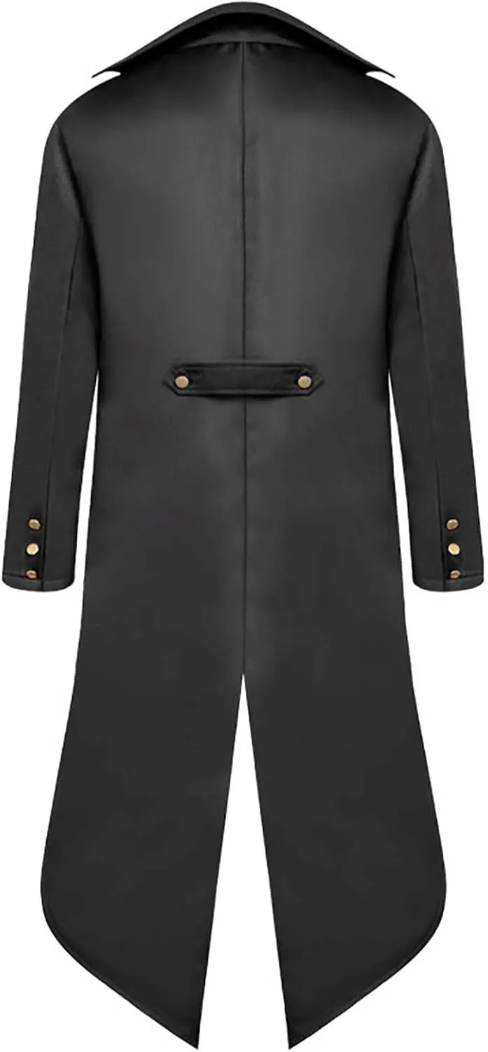 Mens Medieval Steampunk Tailcoat Victorian Prince Jacket Frock Coat Halloween Gothic Jacket Vintage Trench Coat