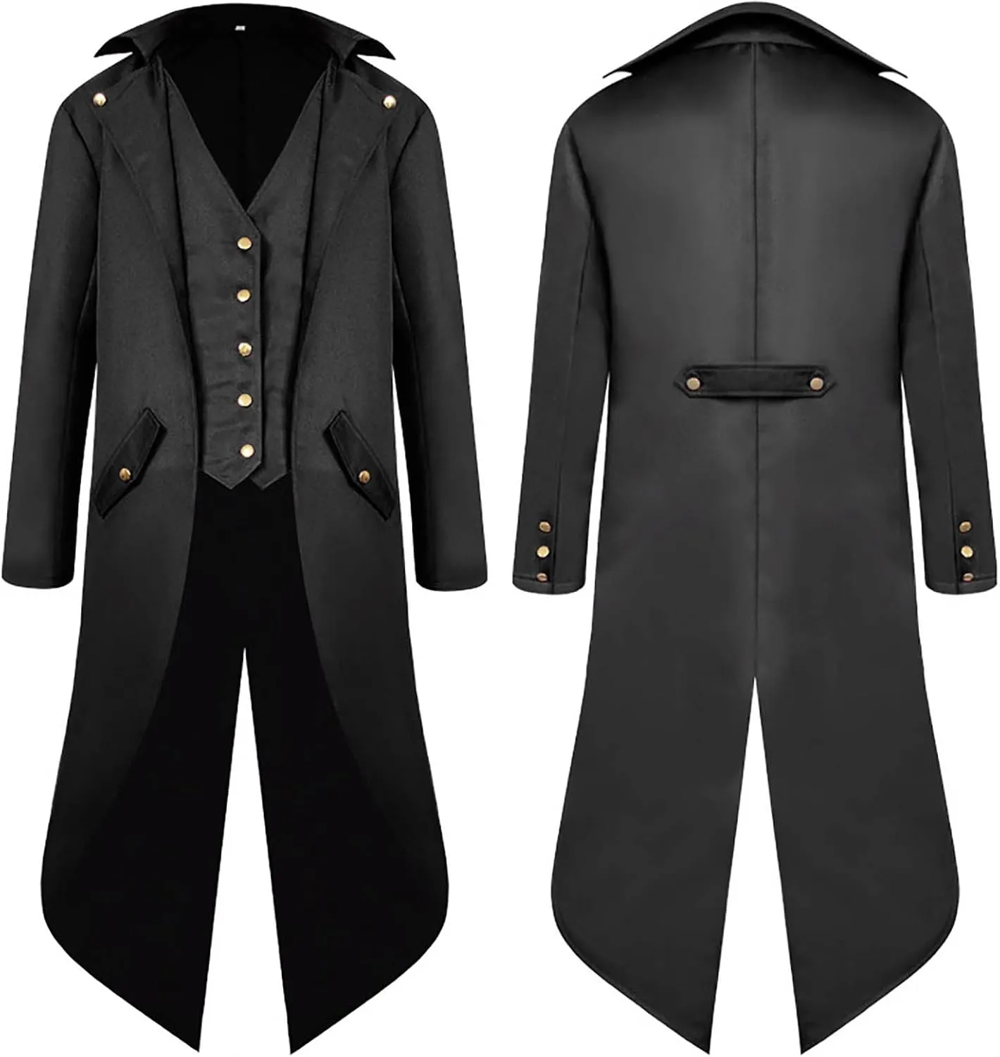Mens Medieval Steampunk Tailcoat Victorian Prince Jacket Frock Coat Halloween Gothic Jacket Vintage Trench Coat