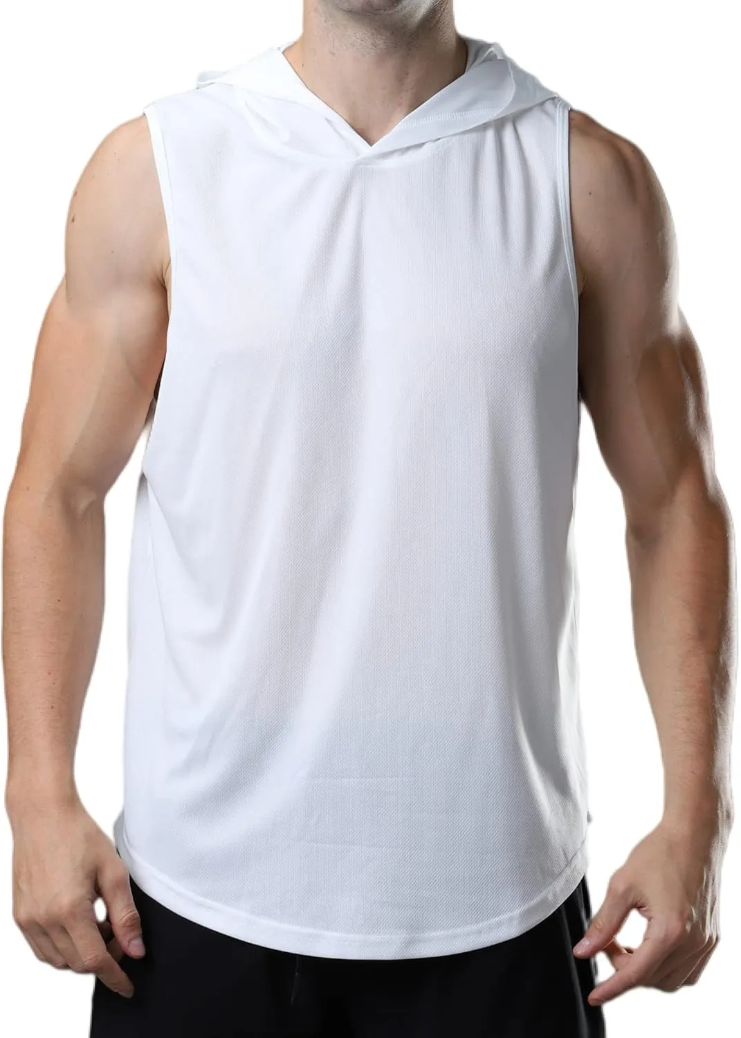 Men's Sleeveless Hoodie Quick Dry Muscle Gym Shirts Workout Hooded Tank Top
