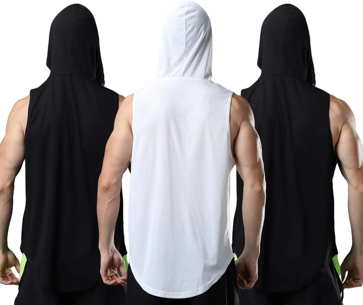 Men's Sleeveless Hoodie Quick Dry Muscle Gym Shirts Workout Hooded Tank Top