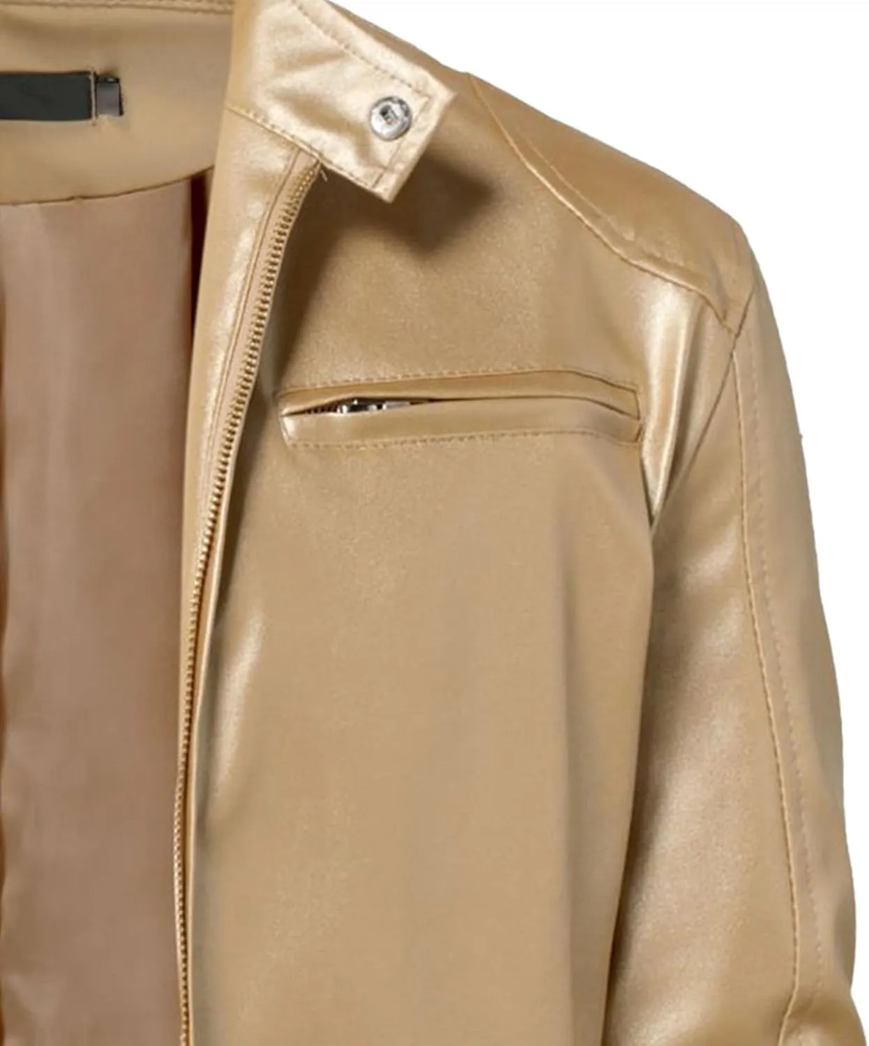 Mens Stand Collar Leather Jacket Casual Biker Motorcycle PU Jackets Slim Fit Motorcyle Lightweight Coat