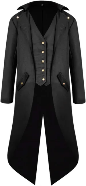 Men's Steampunk Vintage Tailcoat Gothic Victorian Coat Punk Costume Mid-Century Tuxedo Clothing