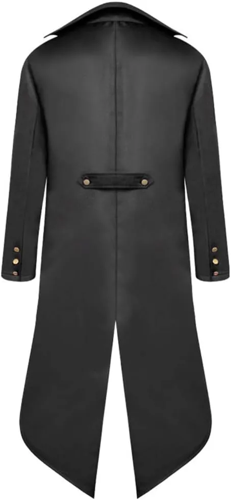 Men's Steampunk Vintage Tailcoat Gothic Victorian Coat Punk Costume Mid-Century Tuxedo Clothing