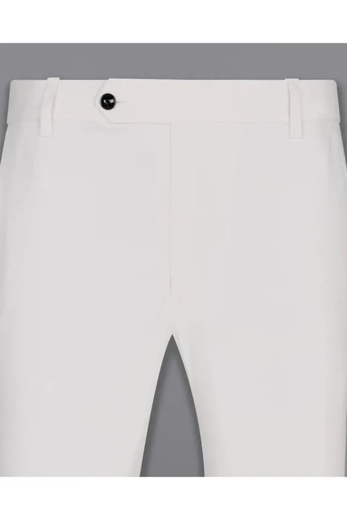 Men's White Premium Pants Male Casual Solid Color Comfortable Quality Pure Color Trouser